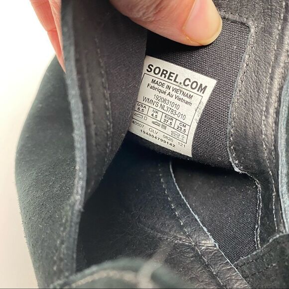 Sorel Lolla Cut Out Ankle Boots Black Suede 6.5 waterproof - Picture 5 of 6